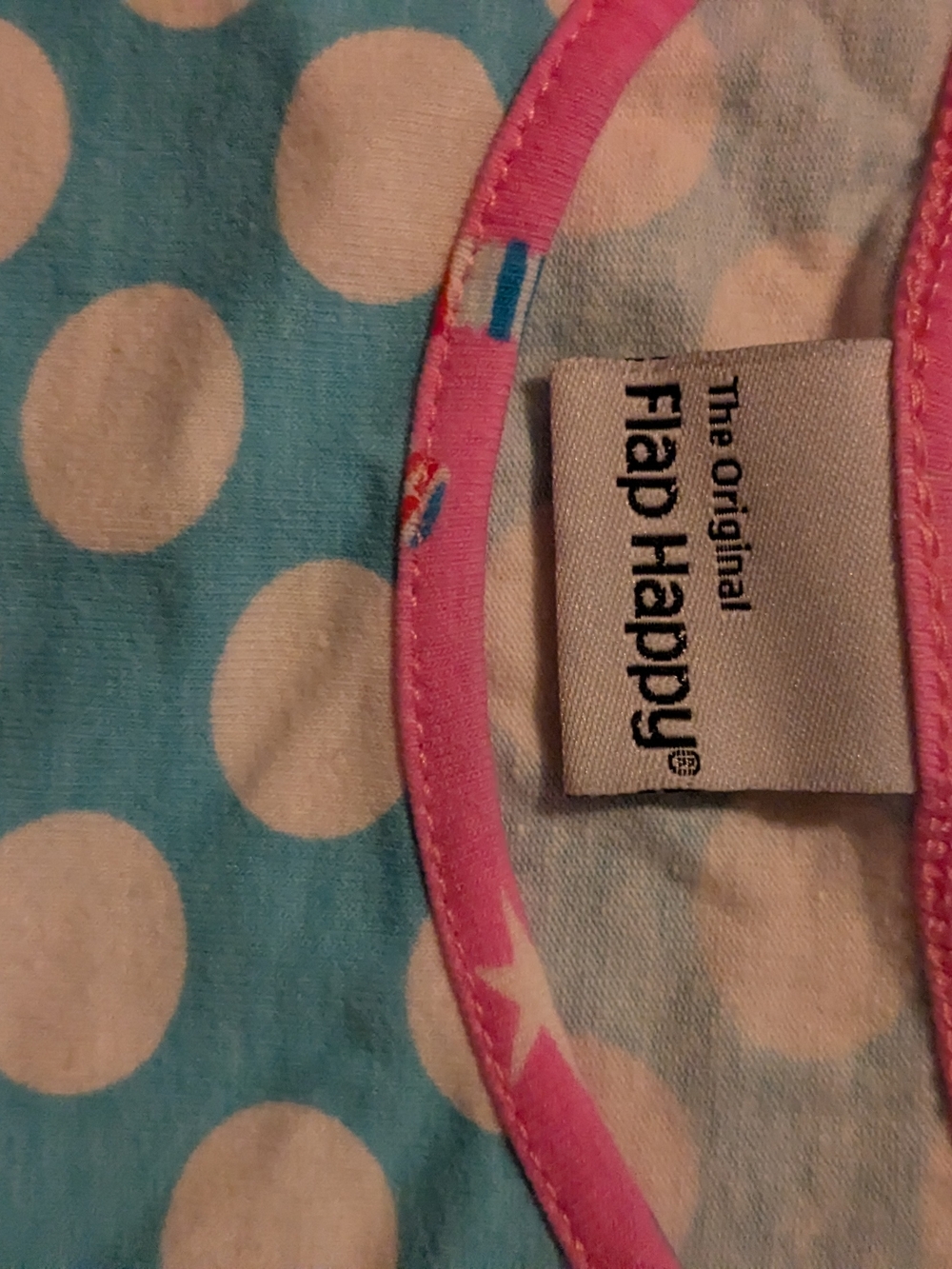 Flap Happy Pink Trim Aqua Polka Girl's Dress - Picture 4 of 6